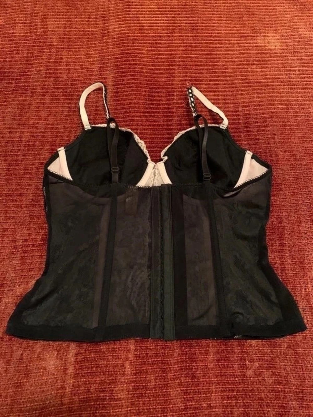 Black & Pink Lace Bra Lingerie Corset - Picture 3 of 11